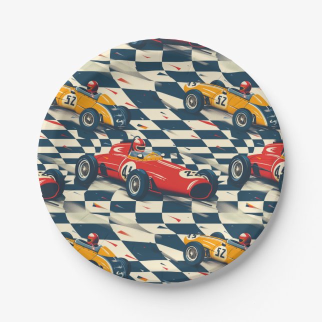 Race Car Paper Plates Birthday Party Pappteller (Vorderseite)