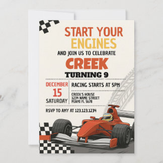 Race Car Party Geburtstag Einladung