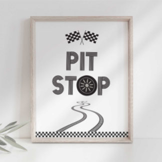 Race Car Party Pit Stopp Sign Fotodruck
