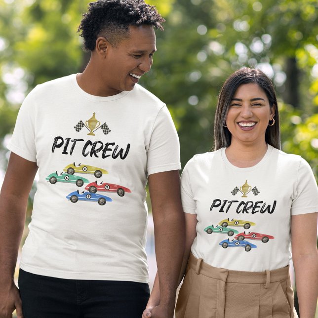 Race Car Pit Crew Birthday Adult T-Shirt (Von Creator hochgeladen)