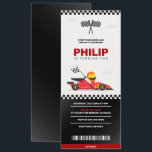 Race Car Racing Boy Birthday Party Ticket Einladung<br><div class="desc">Race Car Racing Boy Geburtstagsparty Einladung. Phantastische Einladung für die Geburtstagsparty Ihres Kindes Racing! Einfach auf Zuhause anpassen. Karo in der Race Car Birthday Collection für weitere passende Artikel. Personalisieren Sie Ihre Arbeit noch heute!</div>