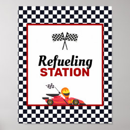 Race Car Racing Boy Birthday Tankstelle Poster