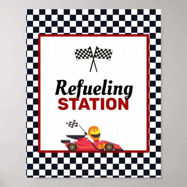 Race Car Racing Boy Birthday Tankstelle Poster (Vorne)