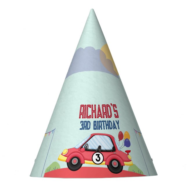 Race Car Racing Kindertheater Partyhütchen (Vorderseite)