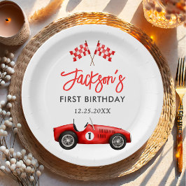 Race Car Red Racing Boy 1. Geburtstag Pappteller