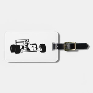 Race Car Silhouette schwarz-weiß Gepäckanhänger