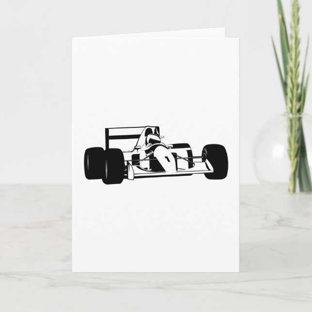 Race Car Silhouette schwarz-weiß Karte (Vorderseite)