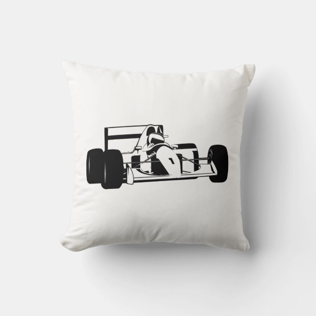 Race Car Silhouette schwarz-weiß Kissen (Vorderseite)