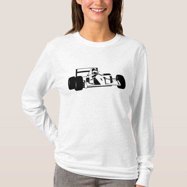 Race Car Silhouette schwarz-weiß T-Shirt (Vorderseite)