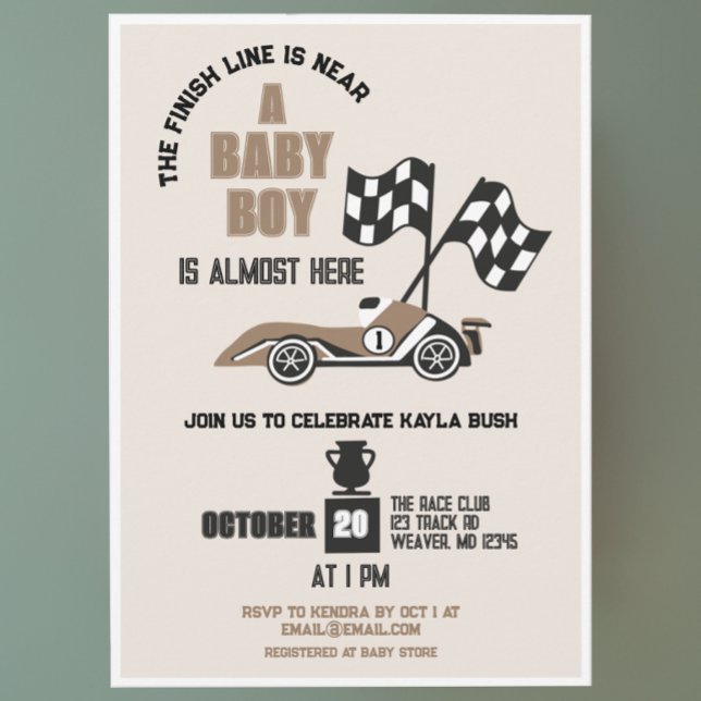 Race Car Sporty Boy Babydusche Einladung (Von Creator hochgeladen)