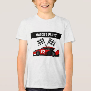 Race Car Text und Nummer Tri-Blend Shirt
