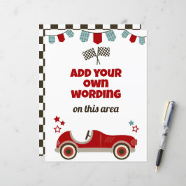 Race Car Thema Custom Sign