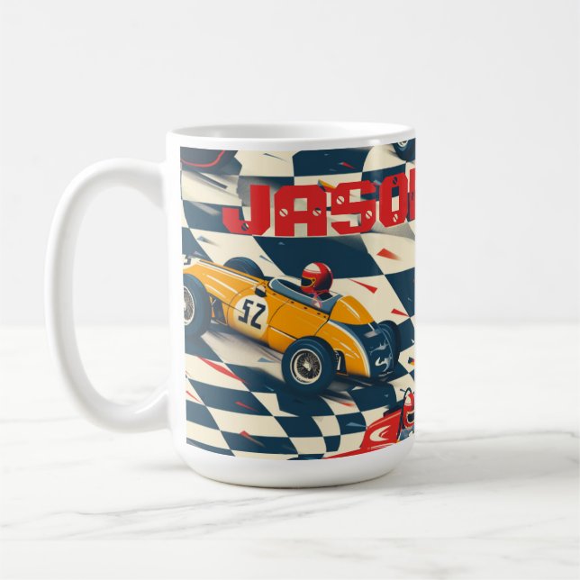 Race Car Themed Coffee Mug Kaffeetasse (Links)