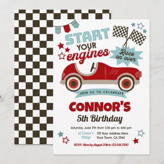 Race Car Themed Party Einladung