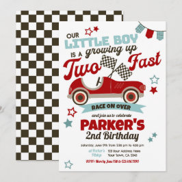 Race Car Themed Party Einladung für den 2. Geburts