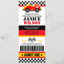 Race Car Ticket Pass Kinderdusche Party Einladung