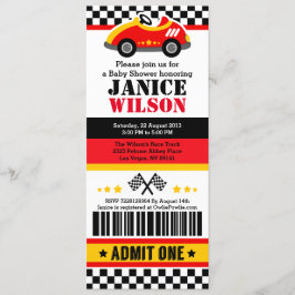 Race Car Ticket Pass Kinderdusche Party Einladung