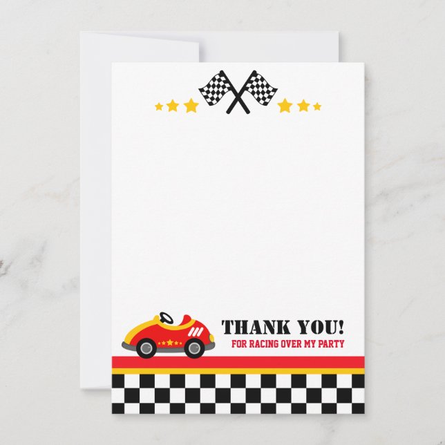 Race Car Vielen Dank Anmerkungen Dankeskarte (Vorderseite)
