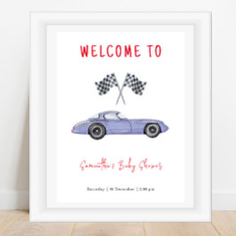 Race Car Welcome Baby Dusche Poster
