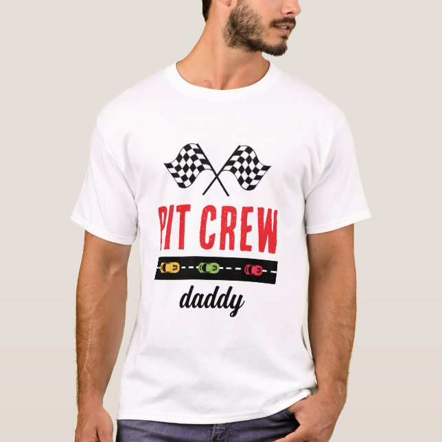 Race Car White Pit Crew Daddy T-Shirt (Vorderseite)