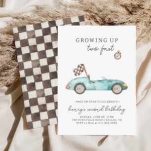 Race Car zwei schnelle 2. Geburtstagseinladung Einladung