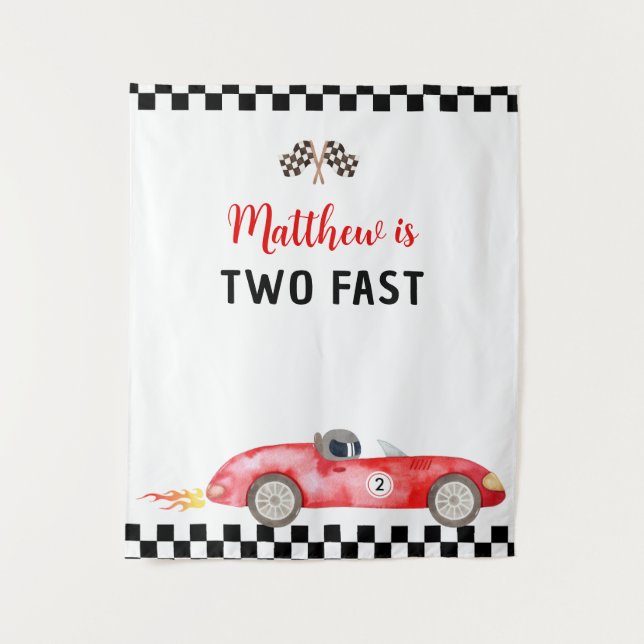 Race Car Zwei schnelles Geburtstagsgeschenk Wandteppich (Vorderseite)
