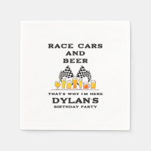 Race Cars & Beer Checkered Flag Raceday Birthday