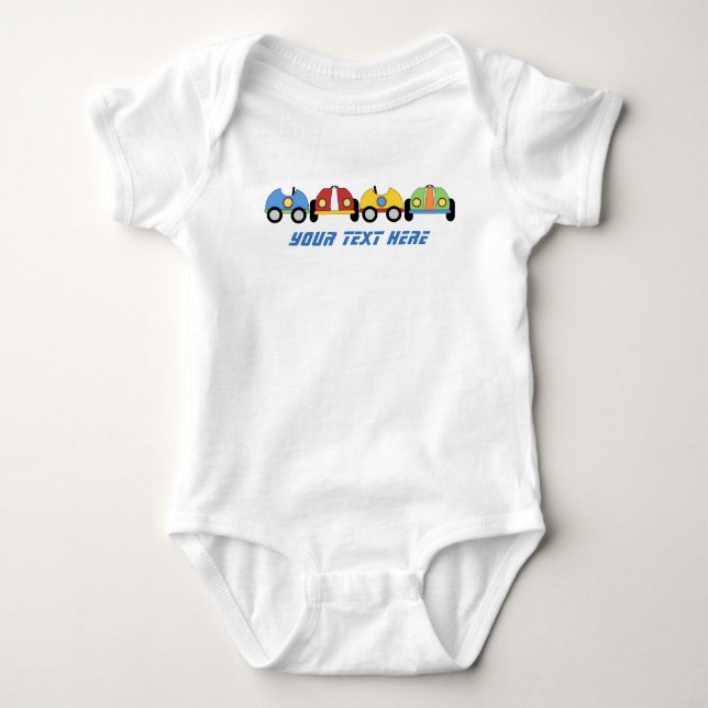 Race Cars Custom Baby Romper Strampler (Vorderseite)