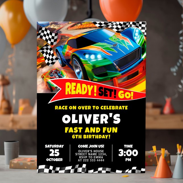 Race Cars Einladung zum Geburtstag (Von Creator hochgeladen)