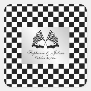 Race Cars Schachbrett Flag Quadratischer Aufkleber