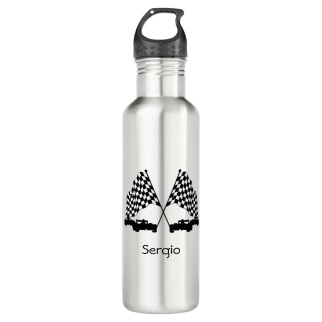 Race Cars Silver Personal Edelstahlflasche (Vorderseite)