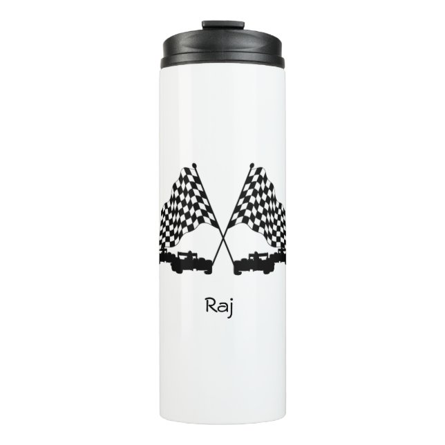 Race Cars Silver Personal Thermosbecher (Vorderseite)