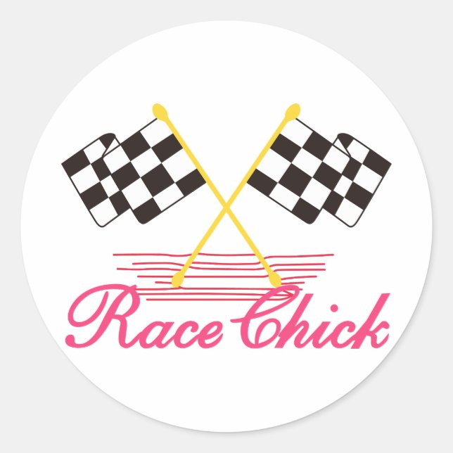 Race Chick Runder Aufkleber (Vorderseite)
