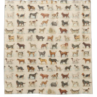 Race Chien vintage Dessins Douche Rideau