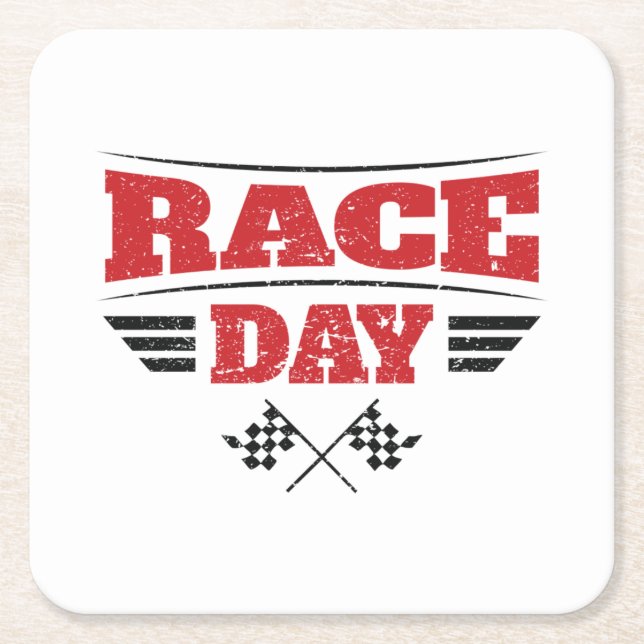 Race Day Checkered Flag Car Racing Rechteckiger Pappuntersetzer (Vorderseite)