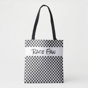 Race Fan Checkered Flag Schwarz-weiße Sportwagen Tasche