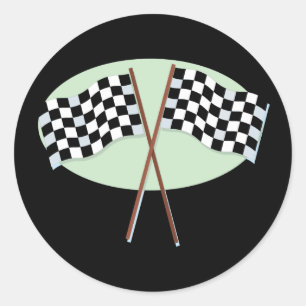 Race Flags Crossed Runder Aufkleber