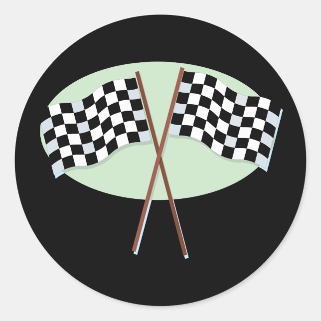 Race Flags Crossed Runder Aufkleber (Vorderseite)