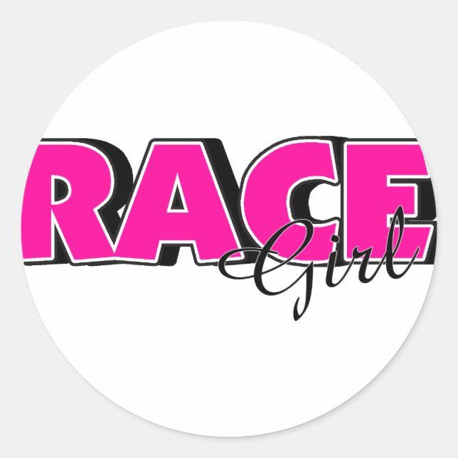 Race Girl Runder Aufkleber (Vorderseite)
