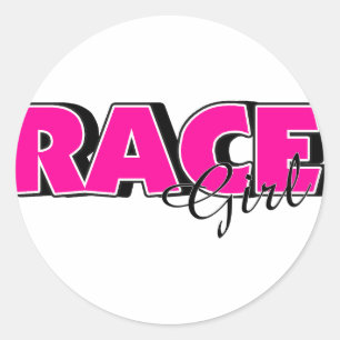 Race Girl Runder Aufkleber