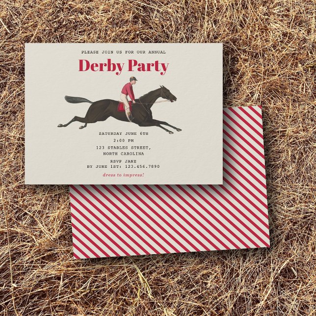 Race Horse Derby Party Equestrian Racing Birthday Einladung (Race Horse Derby Party Equestrian Racing Birthday Invitation)