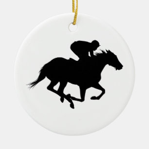 Race Horse Silhouette Keramik Ornament