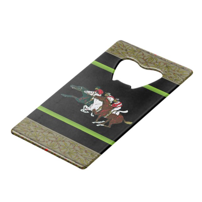 Race Horses Bottle Opener Geldbeutel Flaschenöffner (Rückseite Schrägansicht)