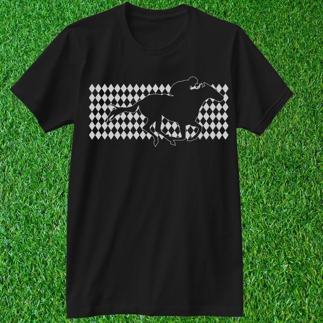 Race Horst Diamonds T - Shirt (Diamond silks pattern with racehorse. Customize with any shirt and ink colors you like. )