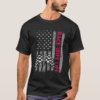 Race Life Racer Racer Mama Amerikanische Flagge T-Shirt