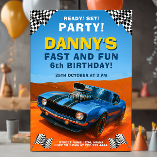 Race Muscle Car Kindergeburtstag Party Einladung