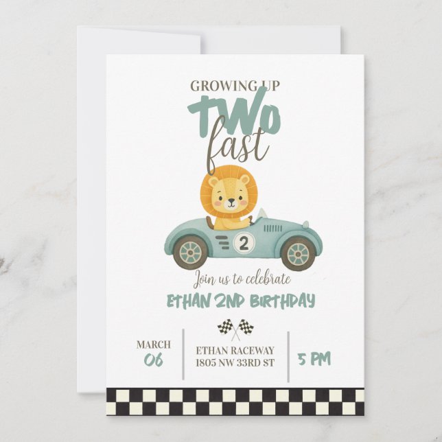 Race On Over – Car-Themed Birthday Invite Einladung (Vorderseite)