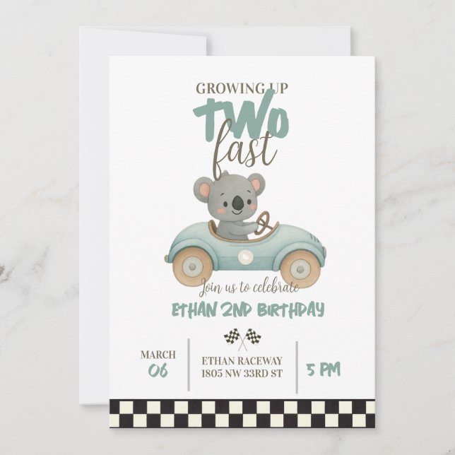 Race On Over – Car-Themed Birthday Invite Einladung (Vorderseite)