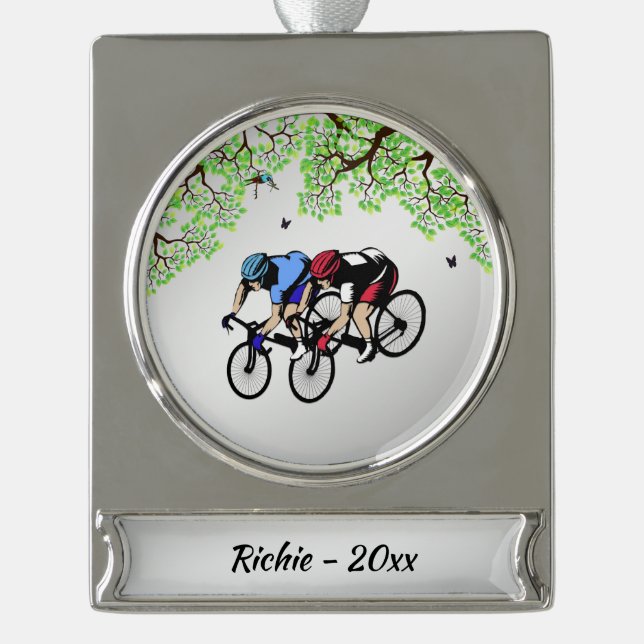 Race Personal Banner-Ornament Silber (Vorderseite)