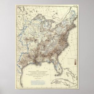 Race Population Density 1870 Poster